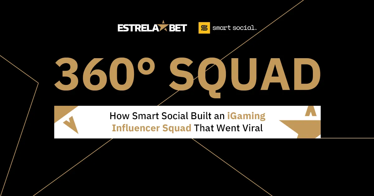 Card do artigo 360 Squad, com as marcas EstrelaBet e Smart Social sobre fundo preto e dourado
