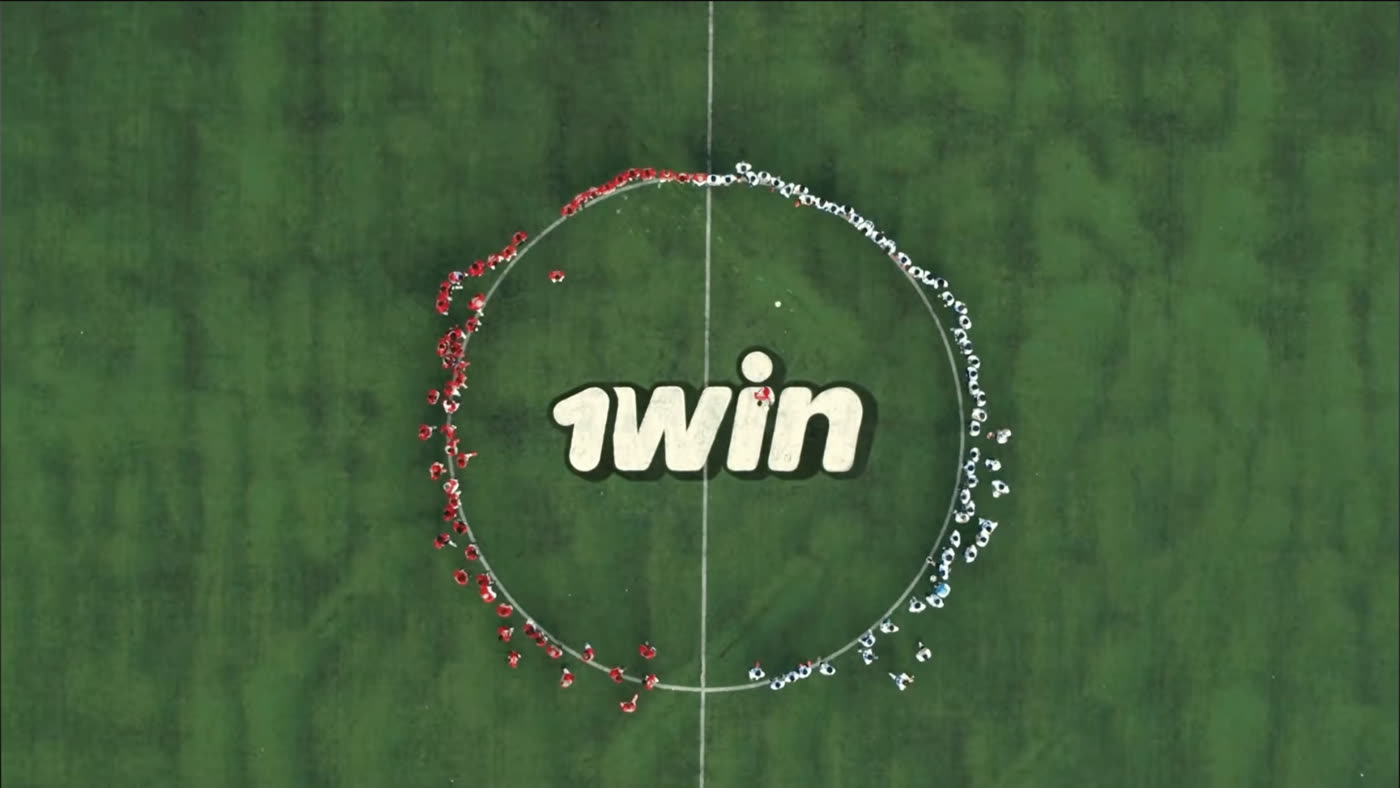 Branded football pitch during the 1Win shoot in Argentina