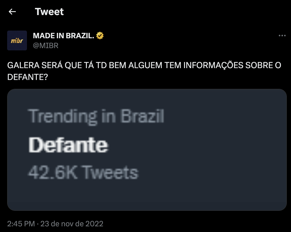 Diogo Defante in the trending topics during the 2022 World Cup