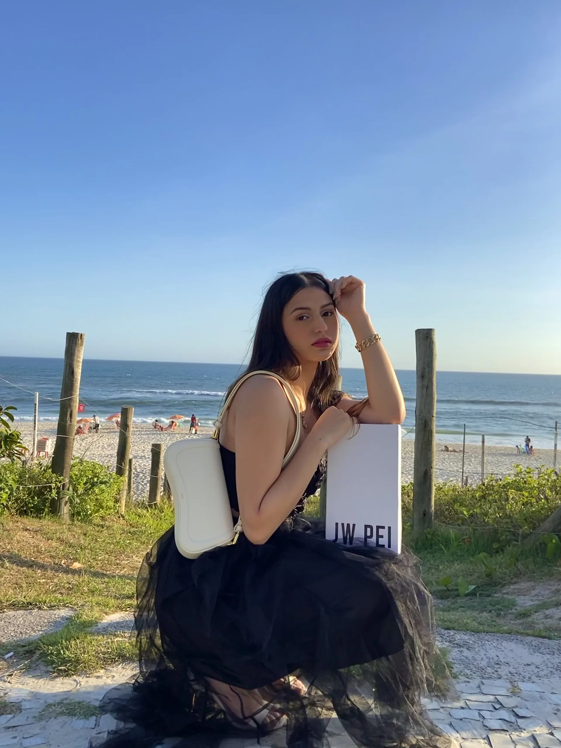 Smart Social creator in a fashion campaign on the beach